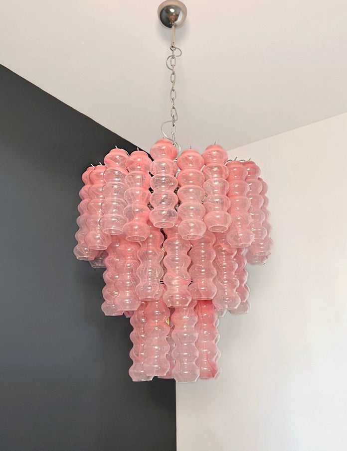 Murano Chandelier – 48 Pink Alabaster Glass Tubes – Murano Classics