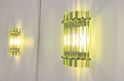 Murano Vegglampe | 7 Grønne Prismeglass | 1 par