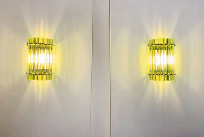 Murano Vegglampe | 7 Grønne Prismeglass | 1 par