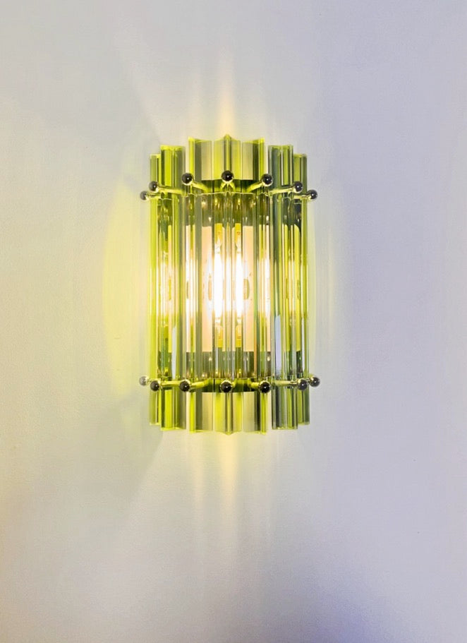 Murano Vegglampe | 7 Grønne Prismeglass | 1 par