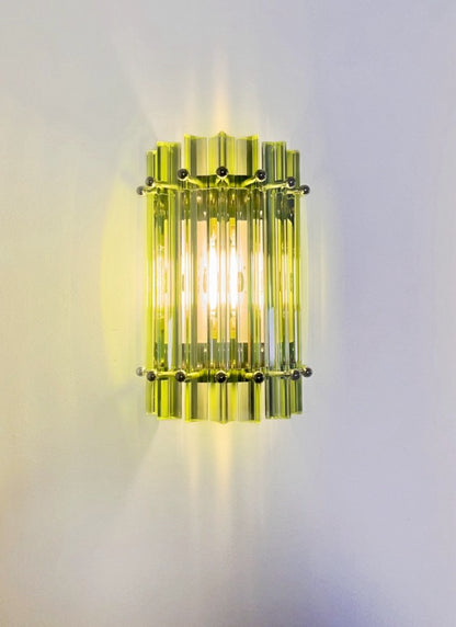 Murano Vegglampe | 7 Grønne Prismeglass | 1 par