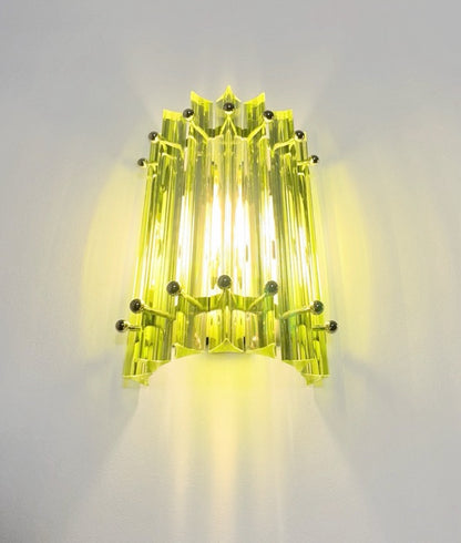 Murano Vegglampe | 7 Grønne Prismeglass | 1 par