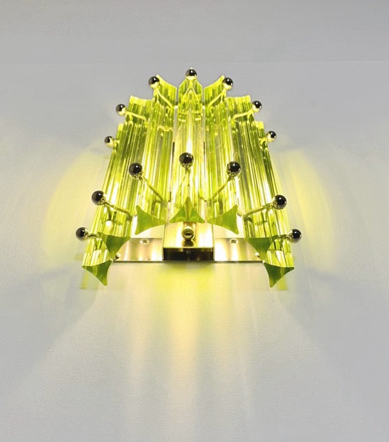 Murano Vegglampe | 7 Grønne Prismeglass | 1 par