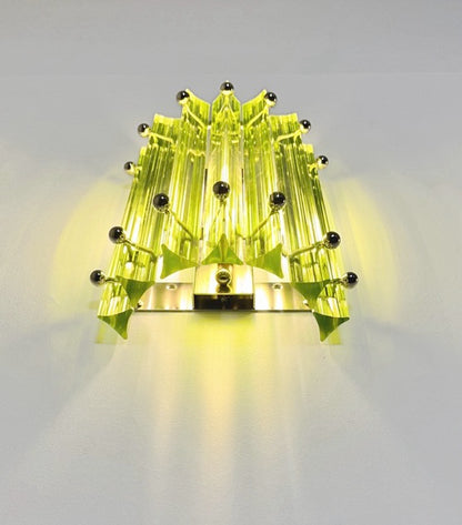 Murano Vegglampe | 7 Grønne Prismeglass | 1 par