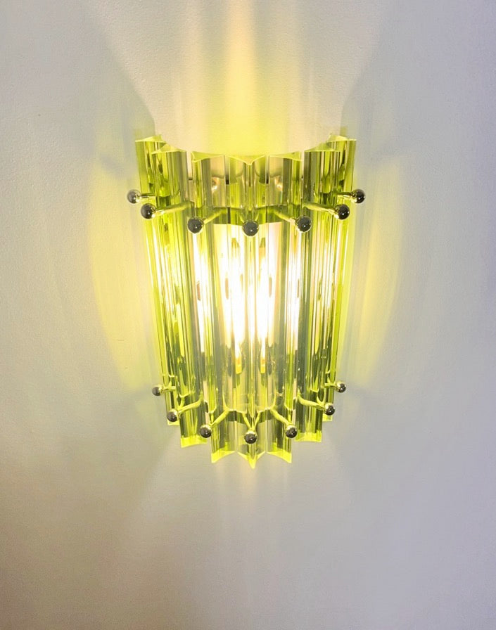 Murano Vegglampe | 7 Grønne Prismeglass | 1 par