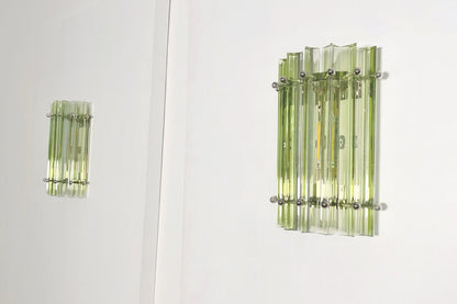 Murano Vegglampe | 7 Grønne Prismeglass | 1 par