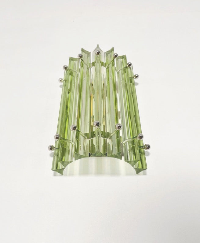 Murano Vegglampe | 7 Grønne Prismeglass | 1 par