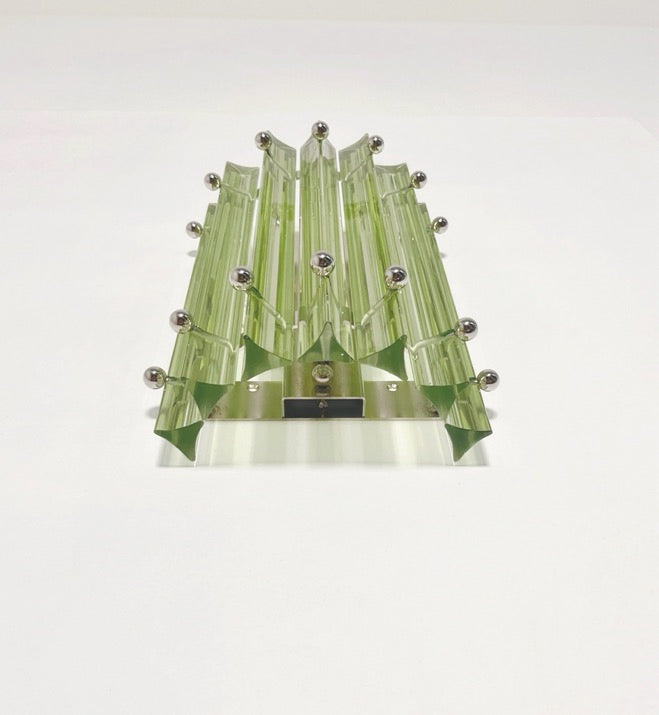 Murano Vegglampe | 7 Grønne Prismeglass | 1 par