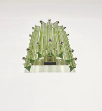 Murano Vegglampe | 7 Grønne Prismeglass | 1 par