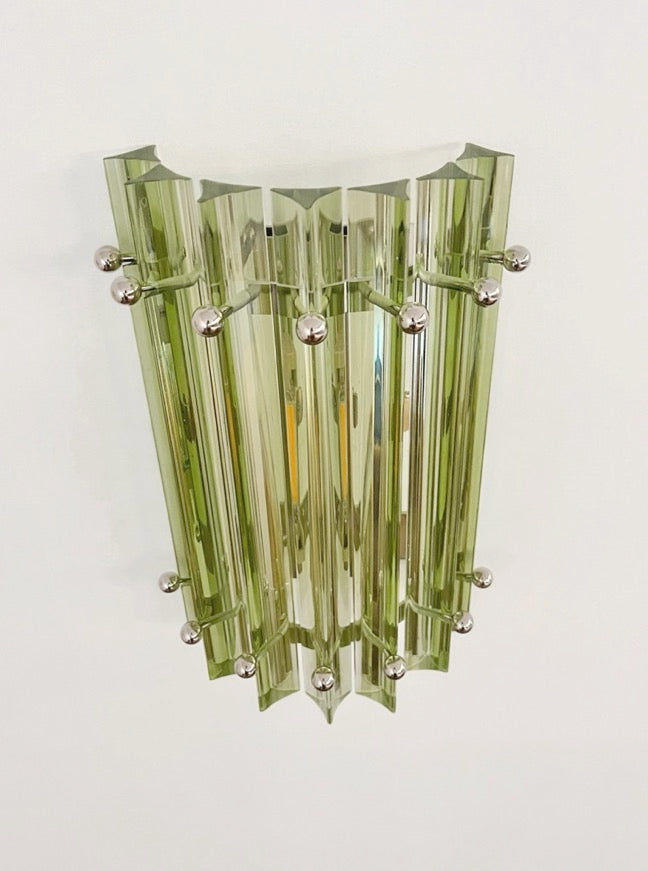 Murano Vegglampe | 7 Grønne Prismeglass | 1 par