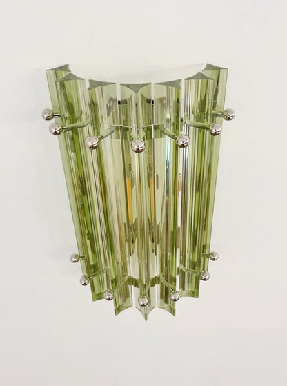 Murano Vegglampe | 7 Grønne Prismeglass | 1 par