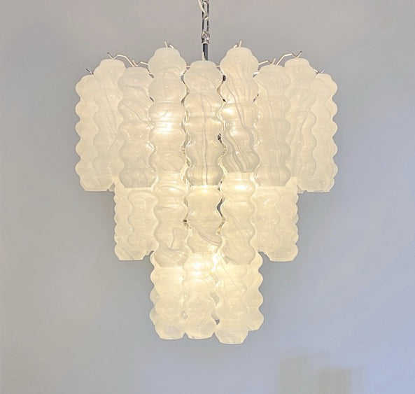 Murano Lysekrone – 48 Hvite Alabaster Glassrør – detalj 3 – Murano Classics