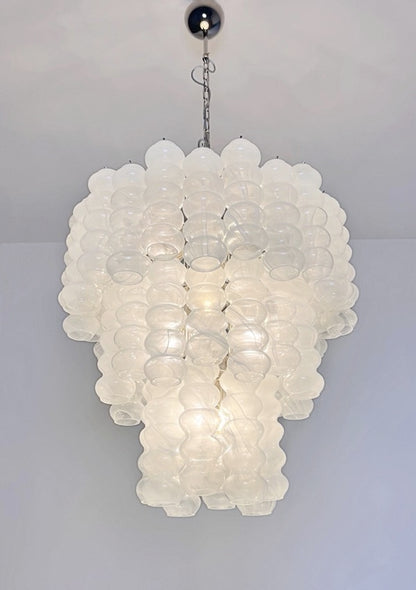 Murano Lysekrone | 48 Hvite Alabaster Rørglass