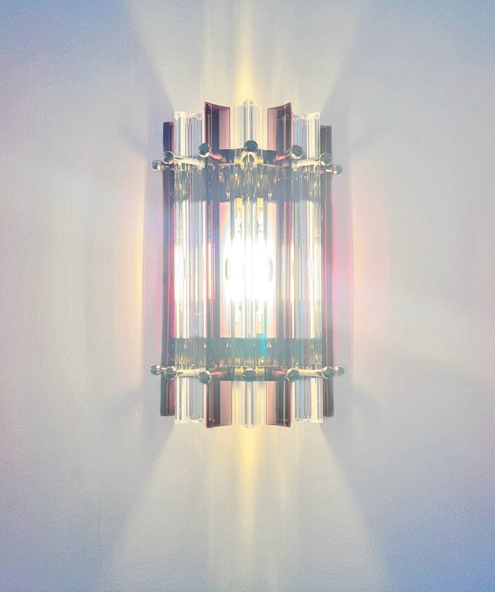 Murano Wall Lamp – 7 Clear Purple Prism Glass – Set of 2 – detail 4 – Murano Classics