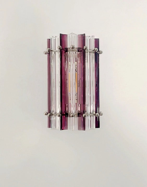 Murano Wall Lamp – 7 Clear Purple Prism Glass – Set of 2 – detail 9 – Murano Classics