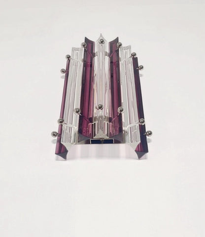 Murano Vegglampe | 7 Klare Ametystfargede Prismeglass | 1 par