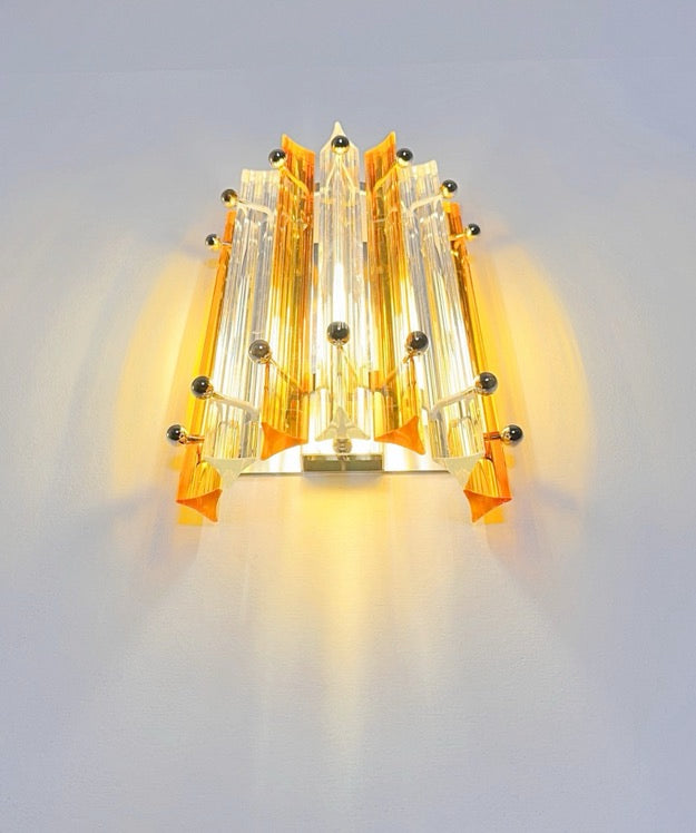 Murano Wall Lamp – 7 Clear Yellow Prism Glass – Set of 2 – detail 2 – Murano Classics