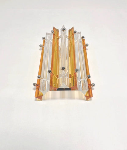 Murano Vegglampe | 7 Klare Gule Prismeglass | 1 par