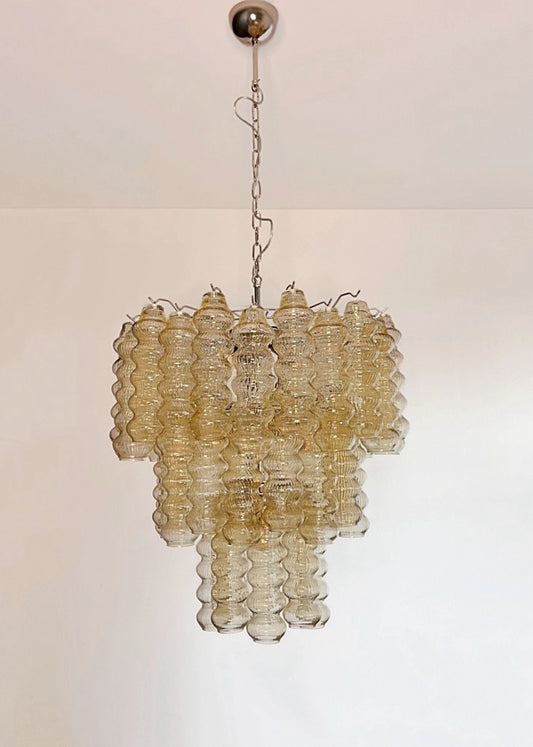 Murano Lysekrone | 48 Klare Gule Rørglass