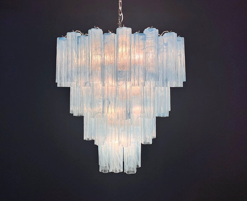 Murano Lysekrone | 80 Blå Alabaster Rørglass