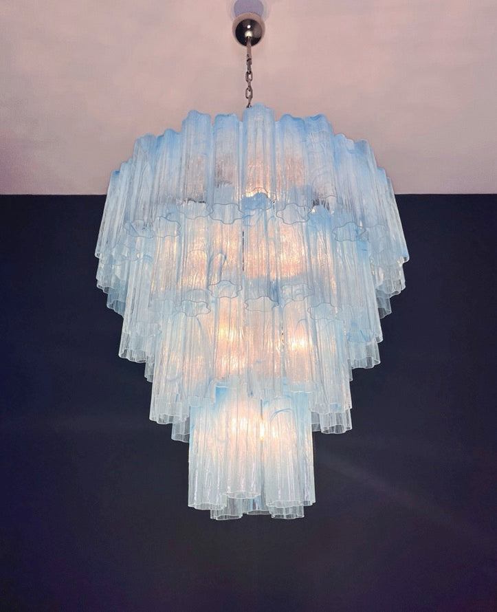 Murano Lysekrone | 80 Blå Alabaster Rørglass