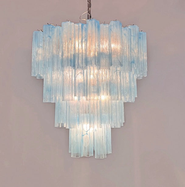 Murano Lysekrone | 80 Blå Alabaster Rørglass