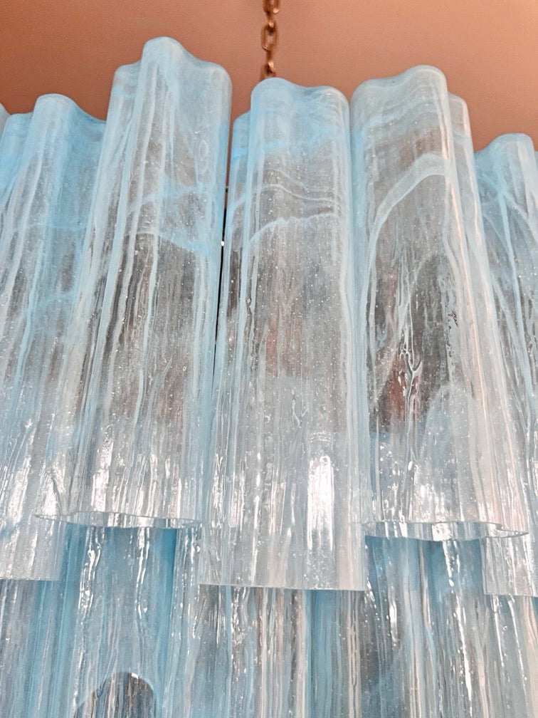 Murano Lysekrone | 80 Blå Alabaster Rørglass