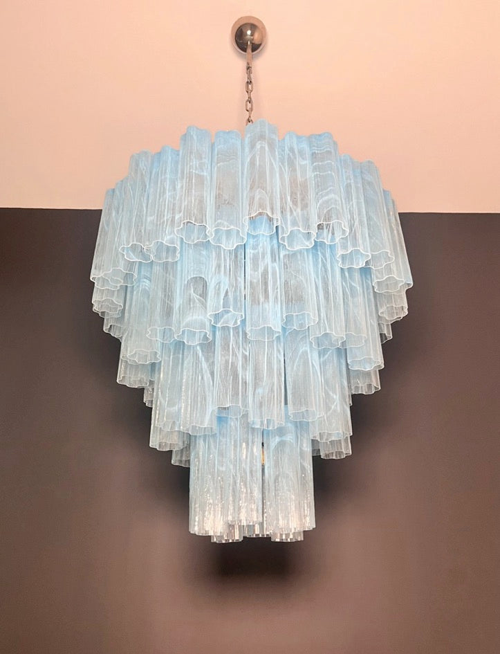 Murano Lysekrone | 80 Blå Alabaster Rørglass