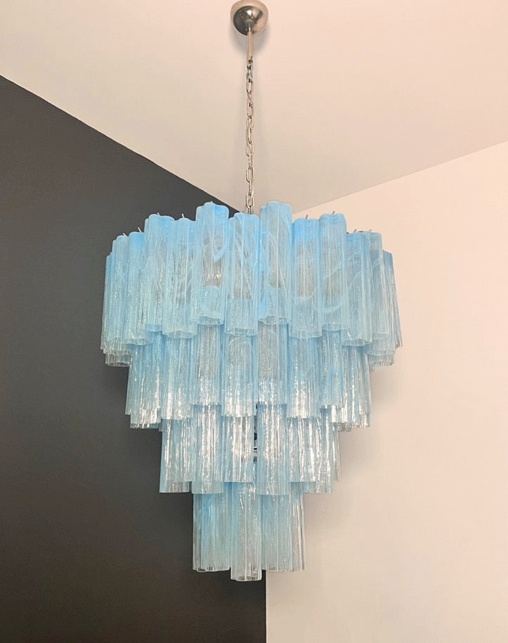 Murano Lysekrone | 80 Blå Alabaster Rørglass