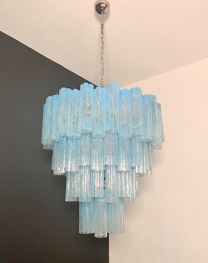 Murano Lysekrone | 80 Blå Alabaster Rørglass