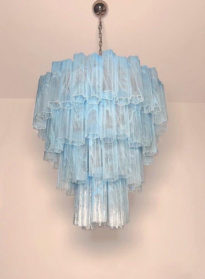 Murano Lysekrone | 80 Blå Alabaster Rørglass