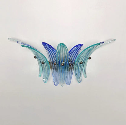 Murano Vegglampe | 9 Blå Gull Turkise Palmeglass | 1 par