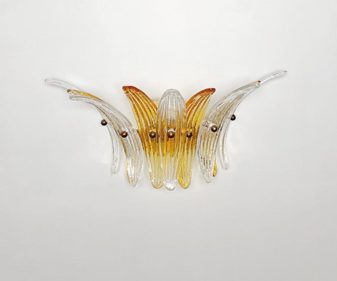 Murano Wall Lamp – 9 Clear Yellow Palmette Glass – Set of 2 – detail 8 – Murano Classics