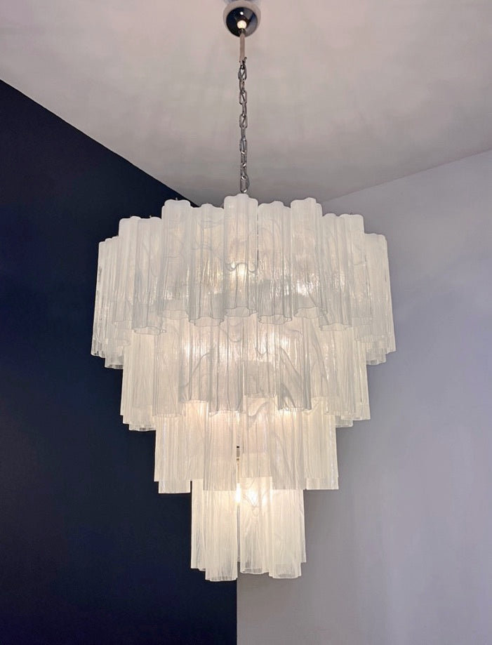 Murano Chandelier – 80 White Alabaster Glass Tubes – detail 3 – Murano Classics