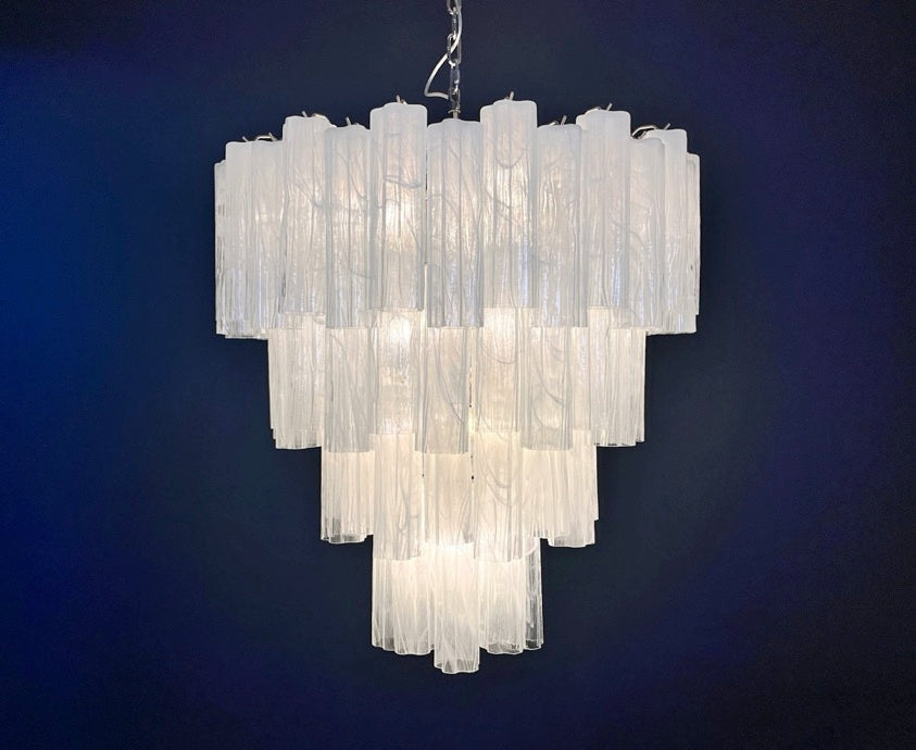 Murano Lysekrone | 80 Hvite Alabaster Rørglass