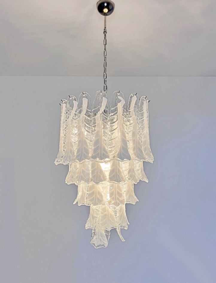 Murano Chandelier – 52 Clear White Lattimo Necktie – detail 5 – Murano Classics