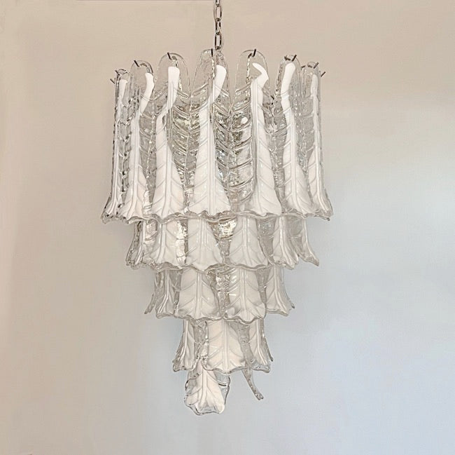 Murano Chandelier – 52 Clear White Lattimo Necktie – detail 9 – Murano Classics