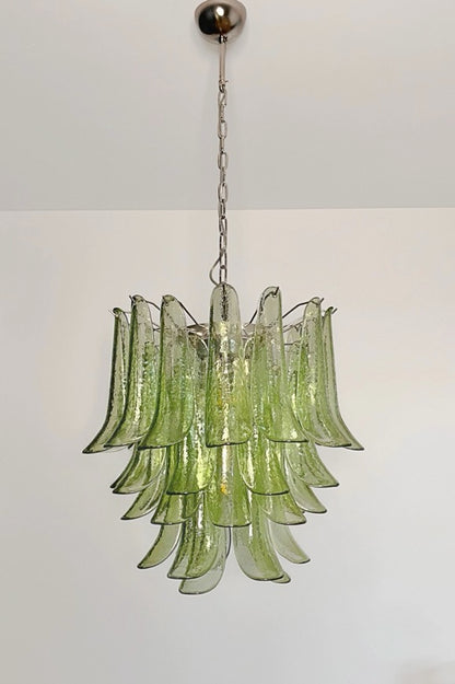 Murano Lysekrone | 41 Grønne Konglebladglass