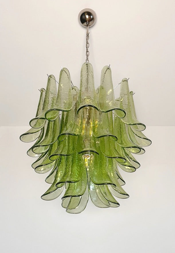 Murano Lysekrone | 41 Grønne Konglebladglass