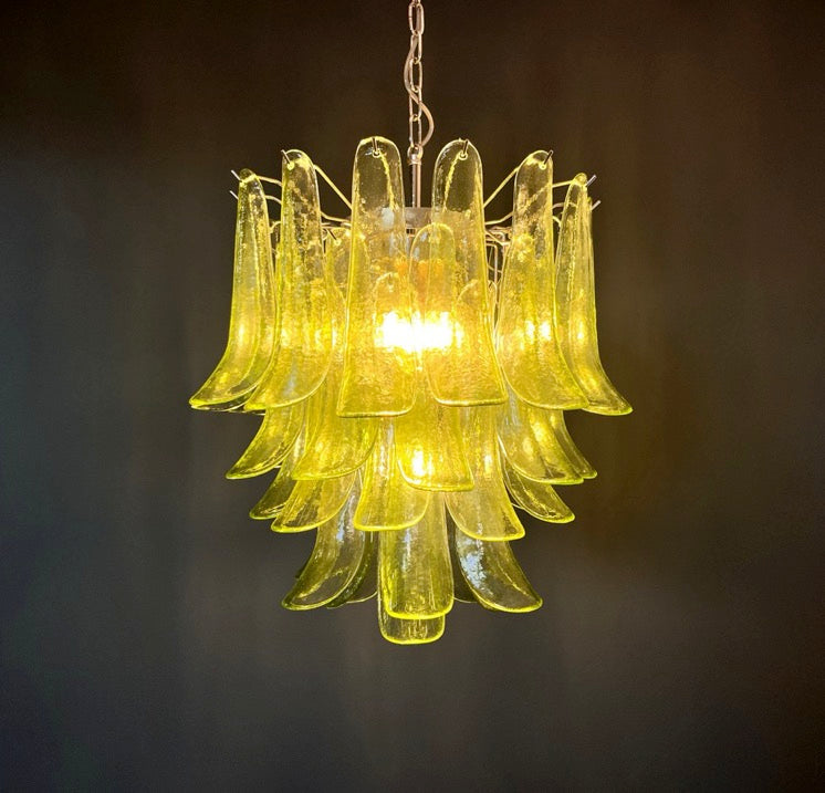 Murano Lysekrone | 41 Grønne Konglebladglass