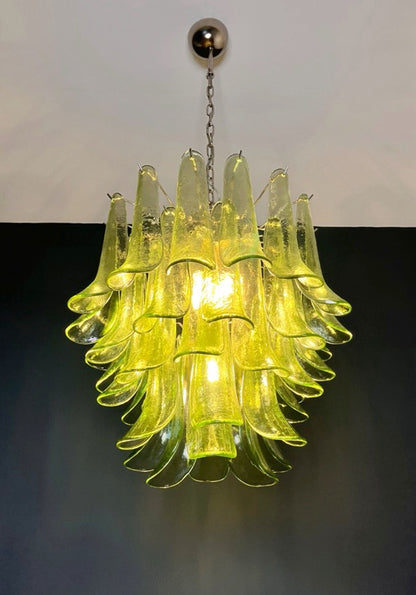 Murano Lysekrone | 41 Grønne Konglebladglass