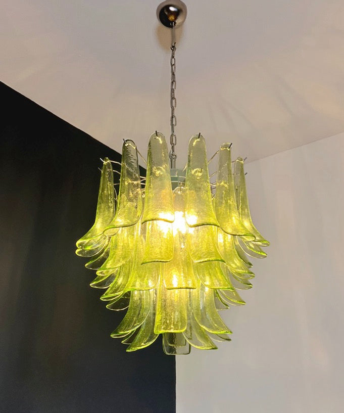 Murano Lysekrone | 41 Grønne Konglebladglass