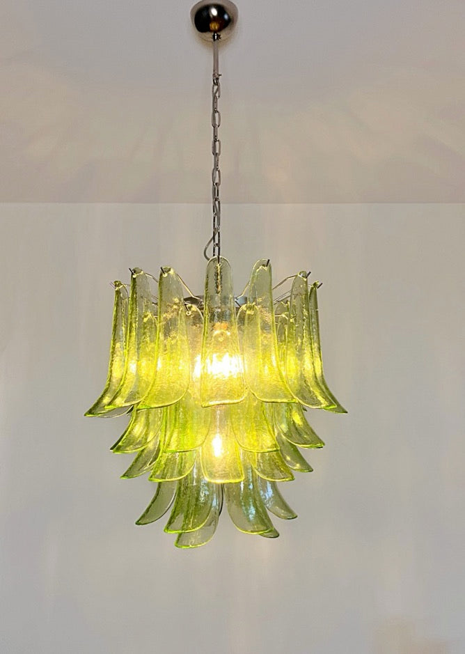 Murano Lysekrone | 41 Grønne Konglebladglass