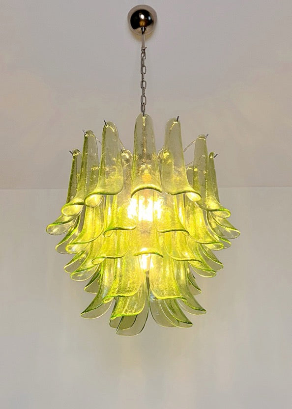 Murano Lysekrone | 41 Grønne Konglebladglass