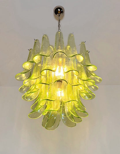 Murano Lysekrone | 41 Grønne Konglebladglass