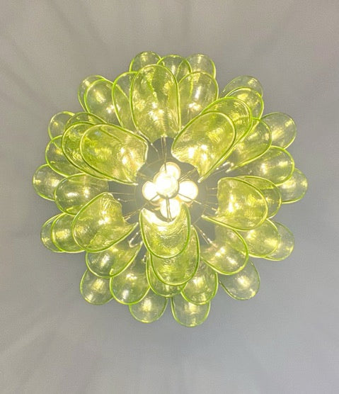 Murano Lysekrone | 41 Grønne Konglebladglass