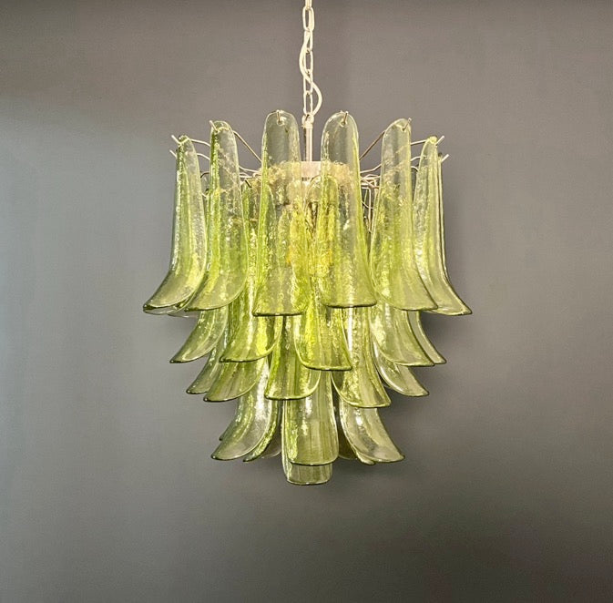 Murano Lysekrone | 41 Grønne Konglebladglass