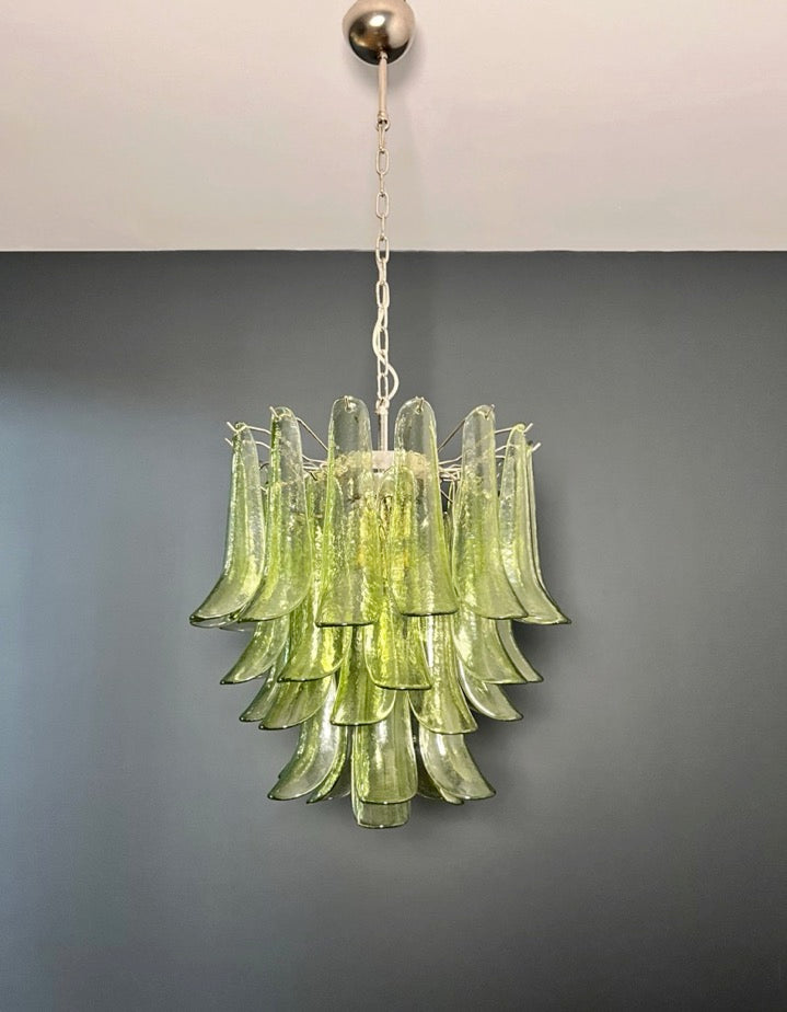 Murano Lysekrone | 41 Grønne Konglebladglass