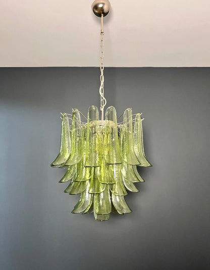 Murano Lysekrone | 41 Grønne Konglebladglass