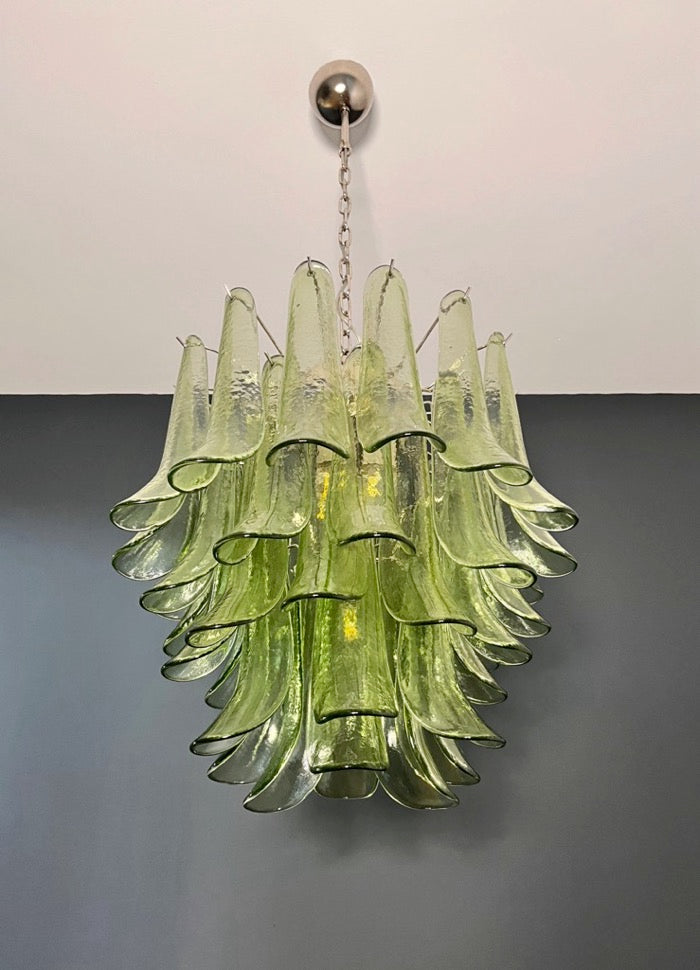 Murano Lysekrone | 41 Grønne Konglebladglass